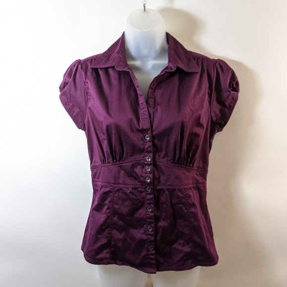 Stretch Button Up Banana Republic Plum Blouse